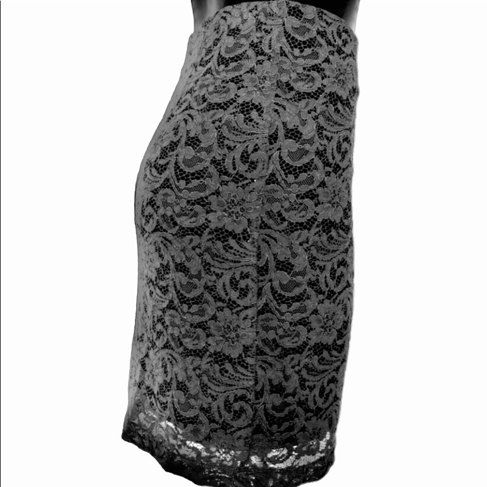 BARNEYS NEW YORK COOP grey lace skirt - Picture 2 of 5